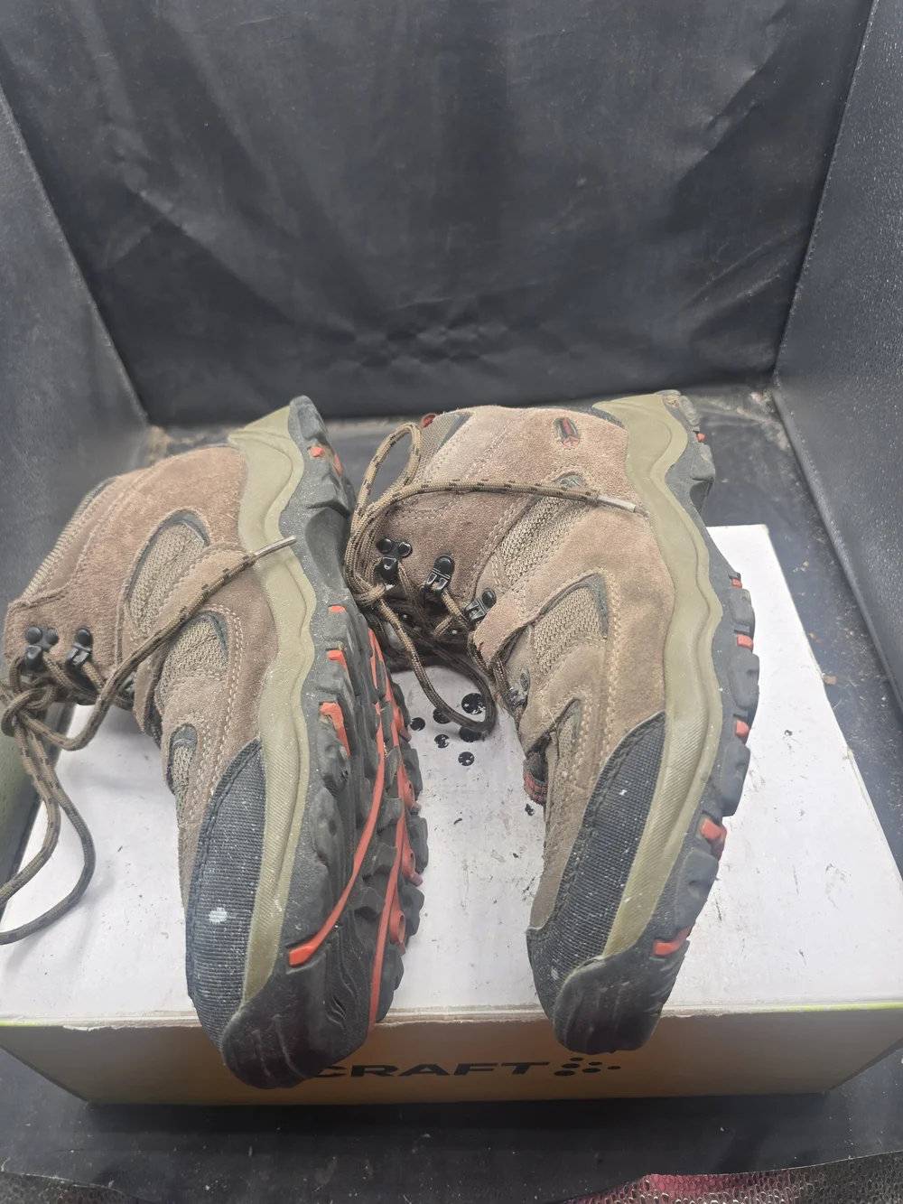 Craft Men's Brown Outdoor Hiking Boots with Orange Accents